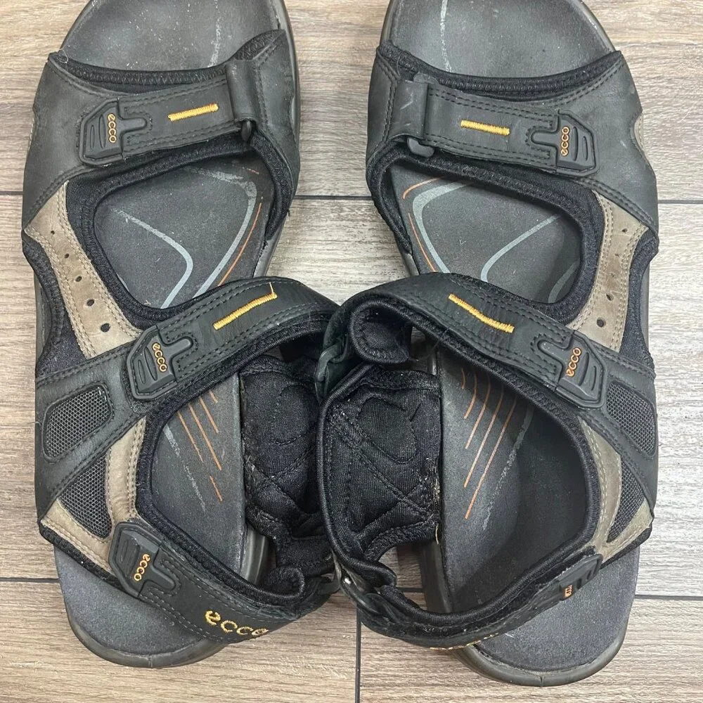Ecco YUCATAN Sandals Mens Size 11/11.5 EU 45 Leather Outdoor Hiking Casual Black